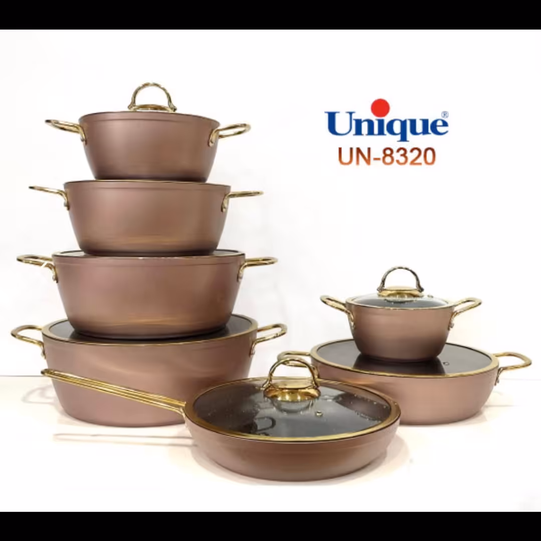 سرویس قابلمه 14 پارچه طرح ترک درب منحنی برند یونیک کد 8320