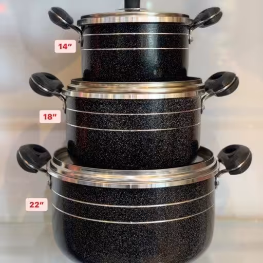 سرویس 3 قابلمه کف زنبوری با کیفیت  درب دار  