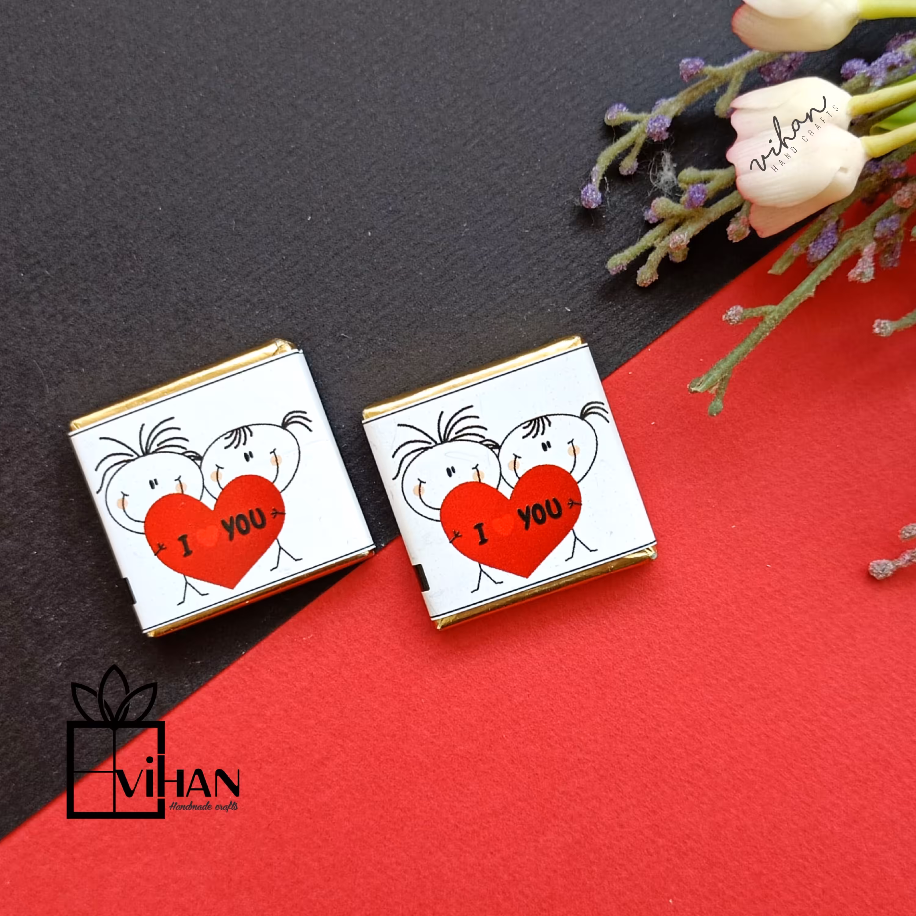 شکلات کادویی مربعی 3* 3 طرح روزعشق 9