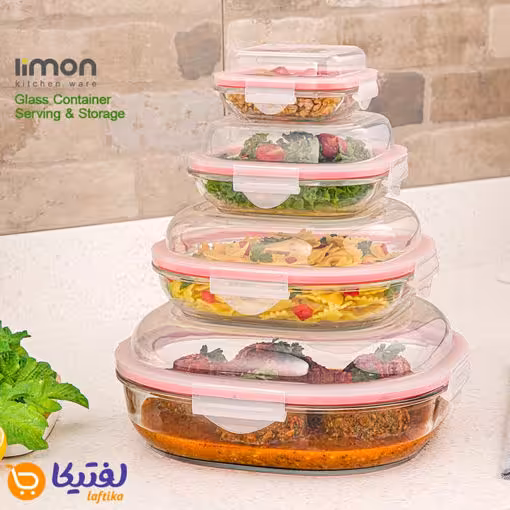 ست ظرف شیشه ای سرو و نگهداری 8 پارچه لیمون 2049