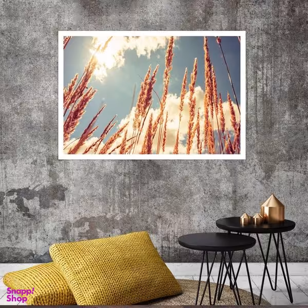 تابلو بکلیت طرح منظره گندم زار و آسمان ابری مدل قاب شاسی W-s8002