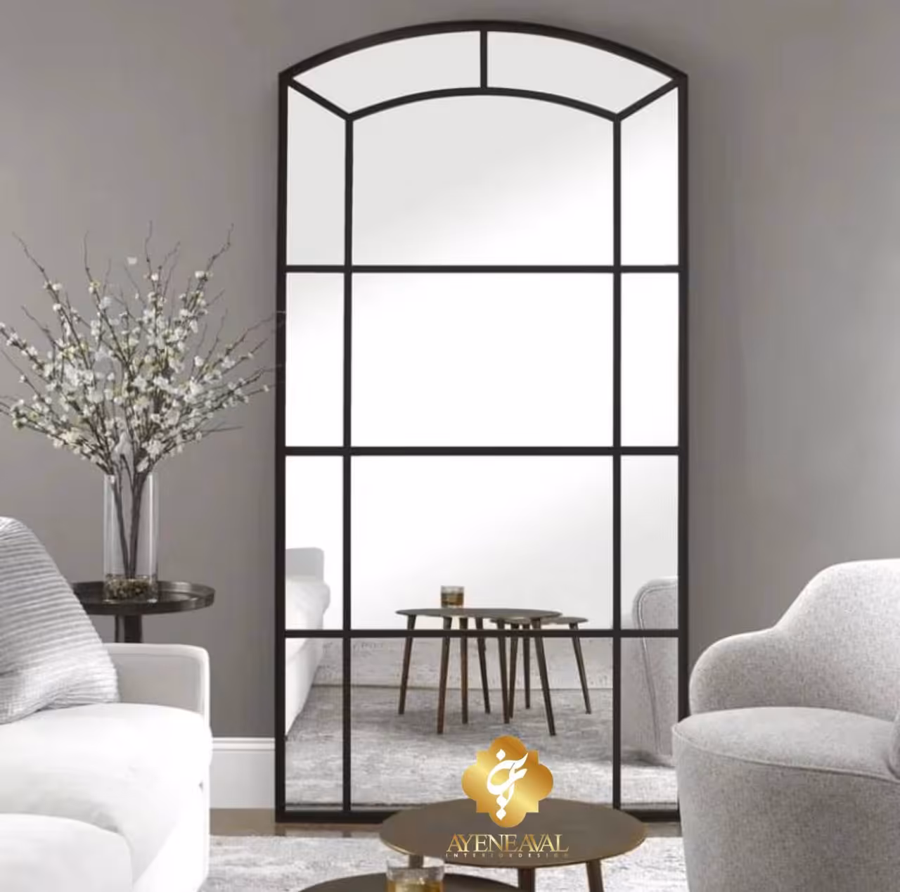 آینه قدی مدل ارکیده | ابعاد 70 *‌ 180 | قاب چوبی - آینه اول