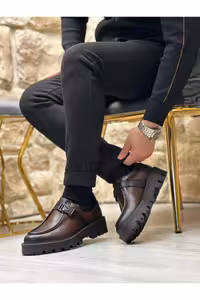 کفش های کژوال چند رنگ مردانه 3295 روزمره چرمی قهوه ای ByItallanoshoes