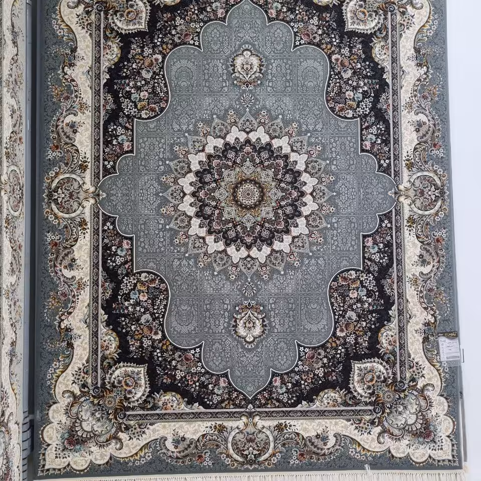 فرش پاتریس 700شانه تراکم 2550 طرح سیمین طوسی کناره 4متری