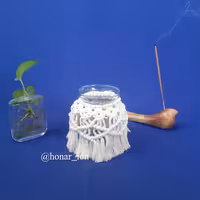 جاشمعی مکرومه بافی گالری هنریون کاور نخ پنبه و جاشمعی شیشه ایی ارسال بصورت پس کرایه