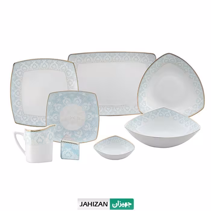 چینی پردیس 30پارچه طرح فرانک فیروزه ای سری پاریس