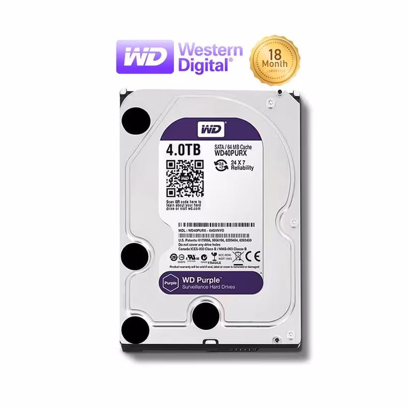 هارد اینترنال وسترن دیجیتال بنفش Purple ظرفیت 4 ترابایت مناسب دوربین مدار بسته