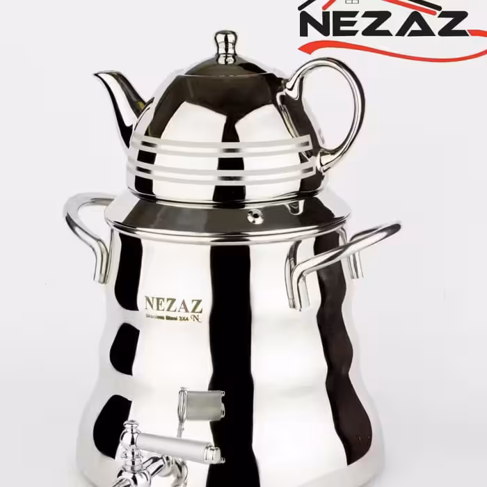 کتری قوری استیل ضخیم برند نزار بسیار شیک با کلاس