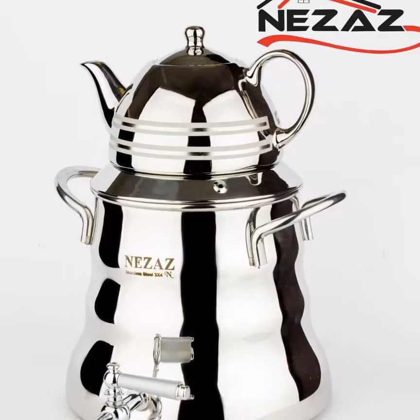 کتری قوری استیل ضخیم برند نزار بسیار شیک با کلاس