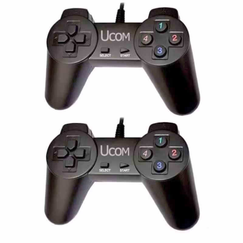 دسته بازی دوبل ساده سیمی uc2052 ucom. رنگ مشکی