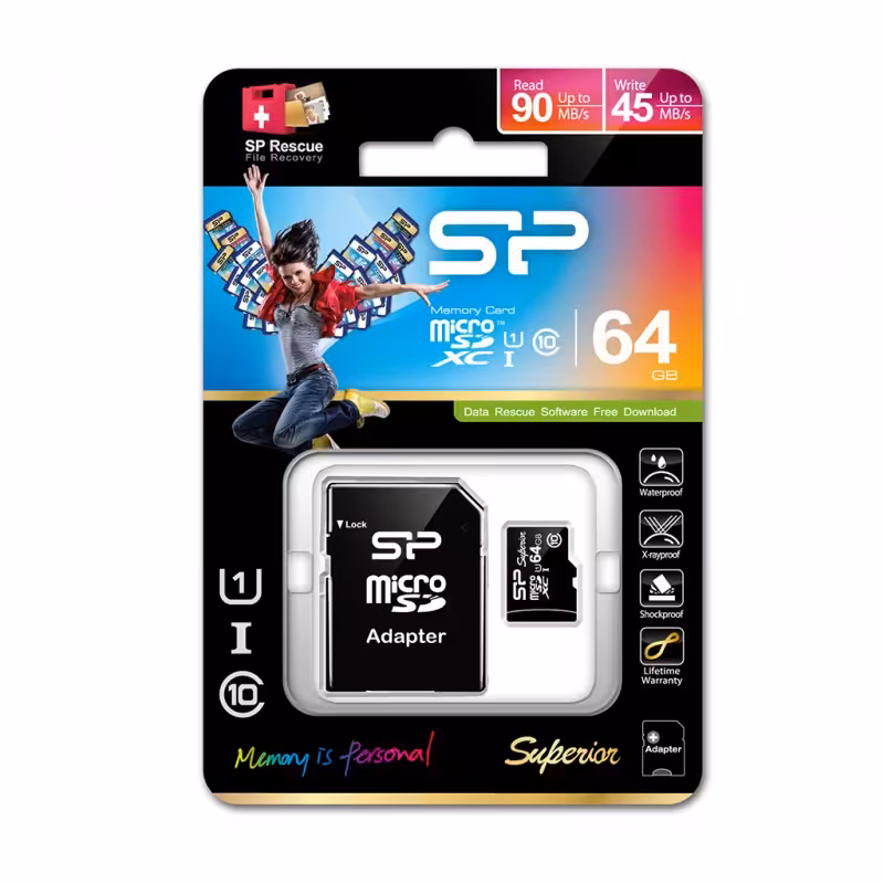 کارت حافظه با ظرفیت 64 گیگابایت سیلیکون پاور