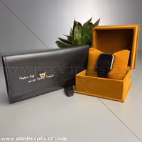 ست ساعت طرح اپل واچ  و کیف پول رنگ مشکی مناسب هدیه و کادو