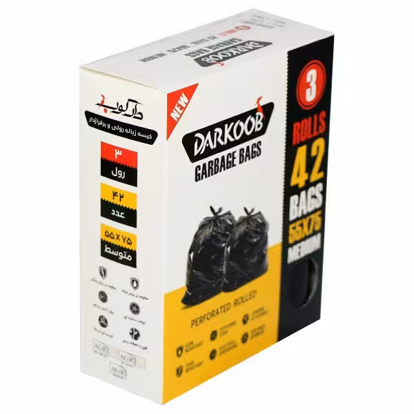 کیسه زباله رولی دارکوب42عددی_سایز متوسط/مناسب سطل زباله 20لیتری سبلان