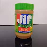 کره بادام زمینی کرمی بدون گلوتن با امگا3 سبزجیفjif454گرم