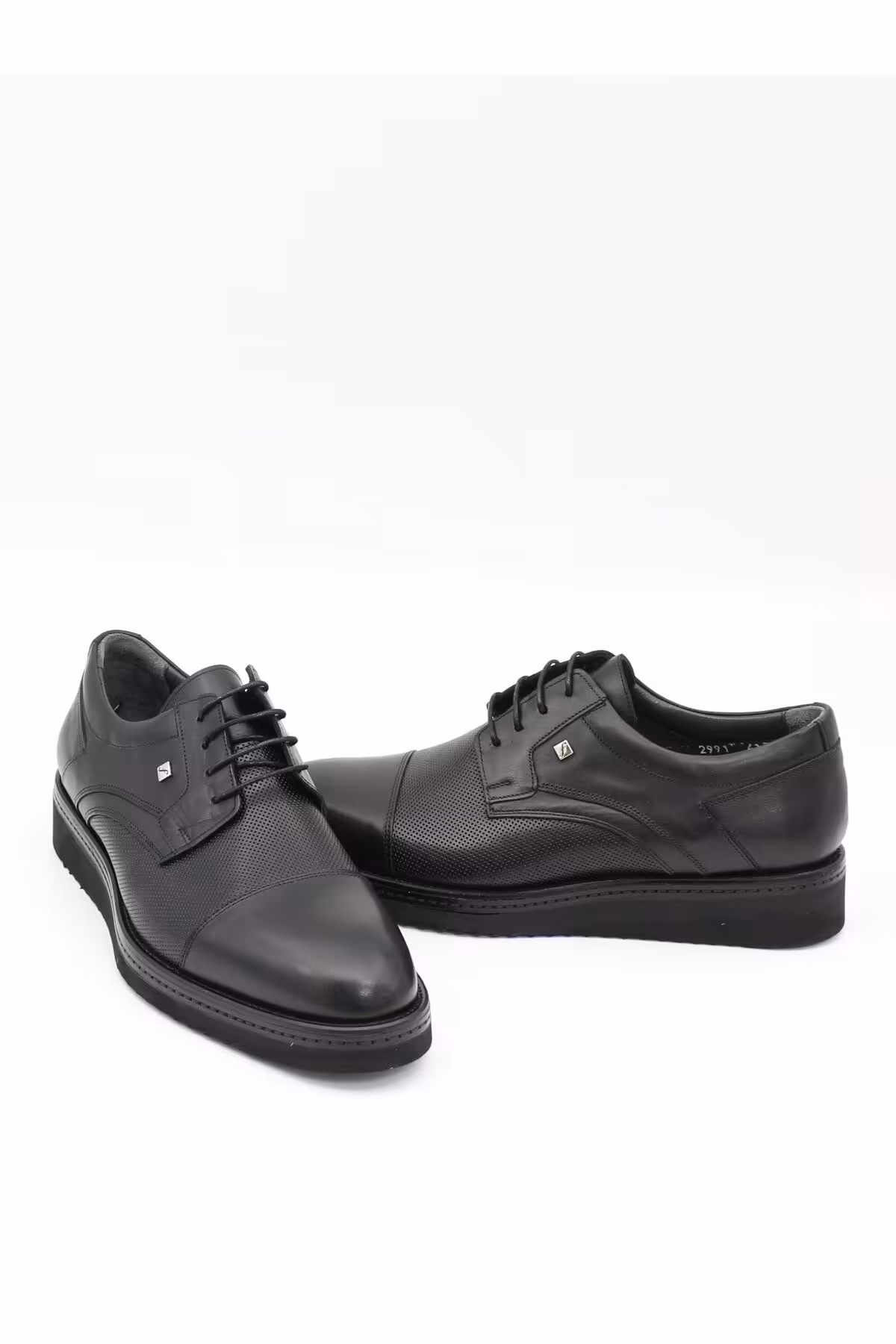 کفش های کژوال مشکی مردانه 2991 چرم سیاه و سفید چرمی EVA BASE Fosco