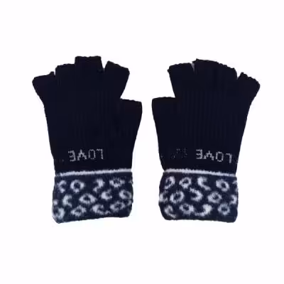 دستکش بافتنی زنانه طرح LOVE کد 1528 رنگ مشکی