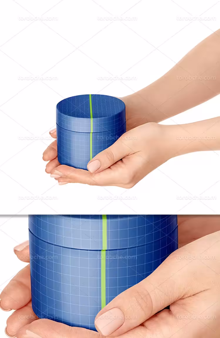 موکاپ بسته بندی لوازم آرایشی در دست | گرافیک با طعم تربچه