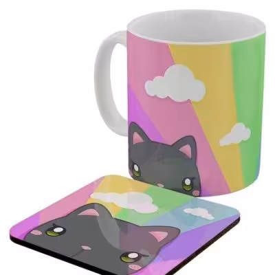 ماگ و زیرلیوانی ست طرح گربه