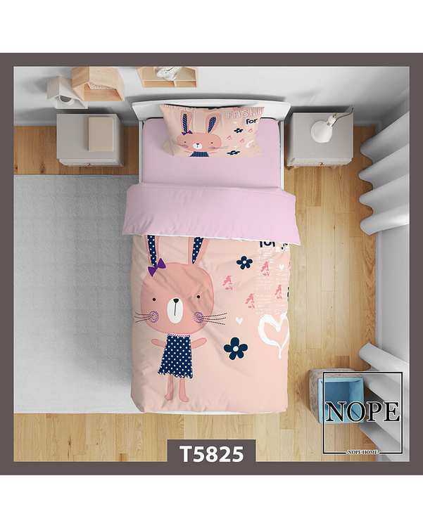 سرویس لحاف روتختی کودک یک نفره 5 تکه نوپه هوم Nopehome طرح خرگوش کد T5825