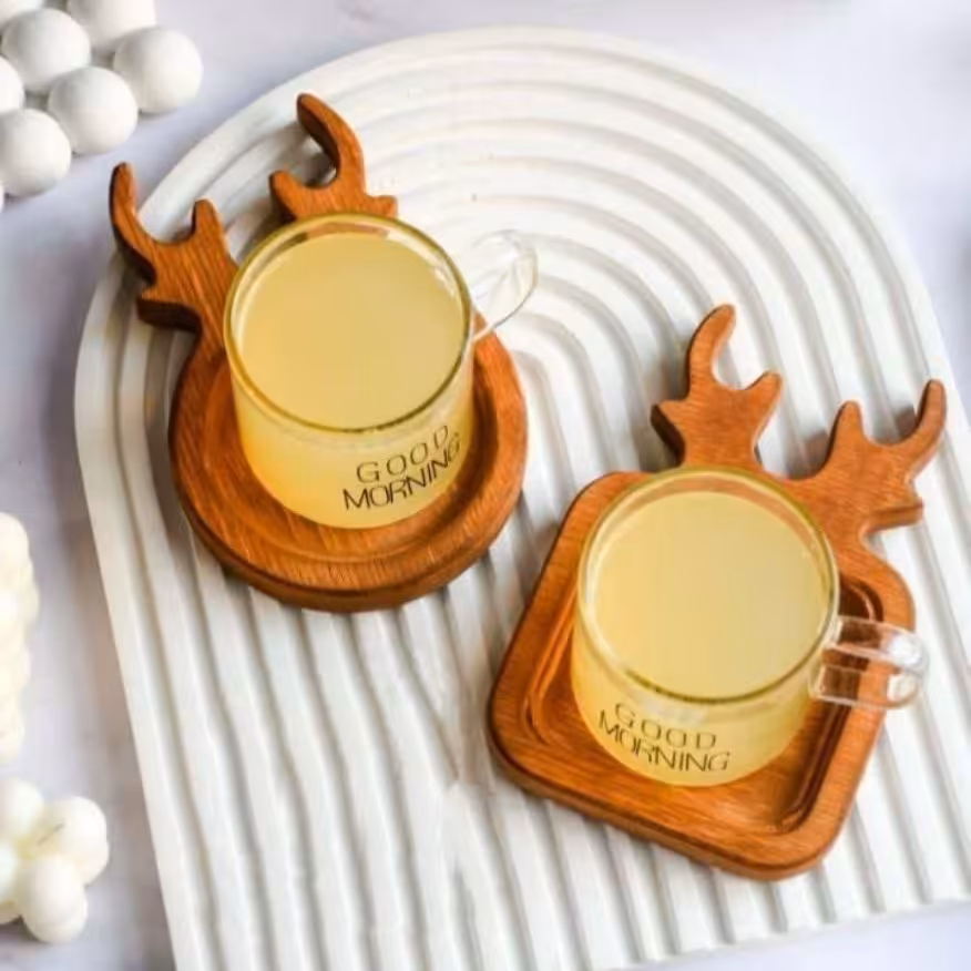 زیر لیوانی چوبی گوزن