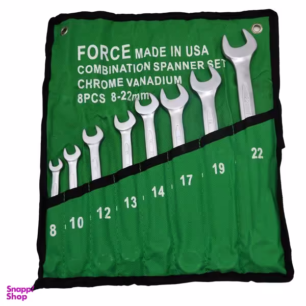 آچار یکسر تخت و یکسر رینگی فورس مدل YP-AMERICAN-08 مجموعه 8 عددی