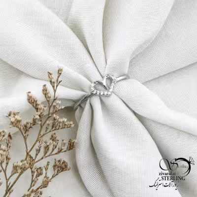 انگشتر قلب نقره نگین کاری کد 14954