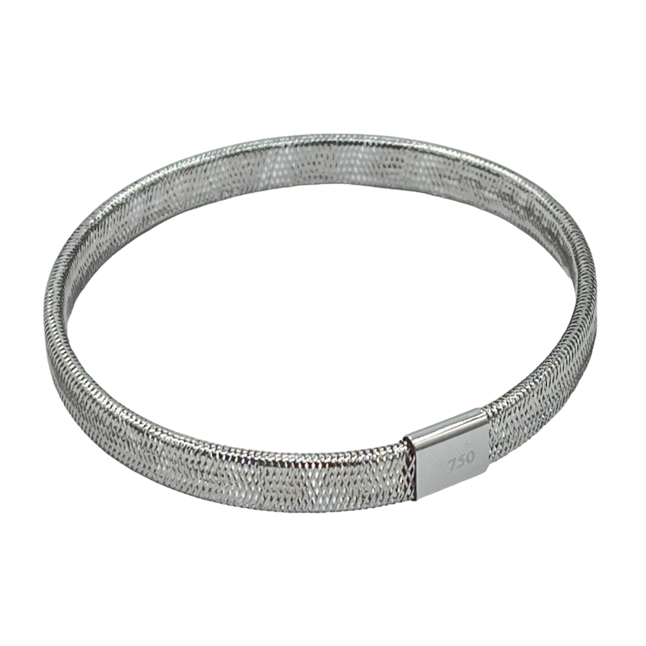 دستبند طلای 18 عیار مدل کشی پهن 6mm سفید