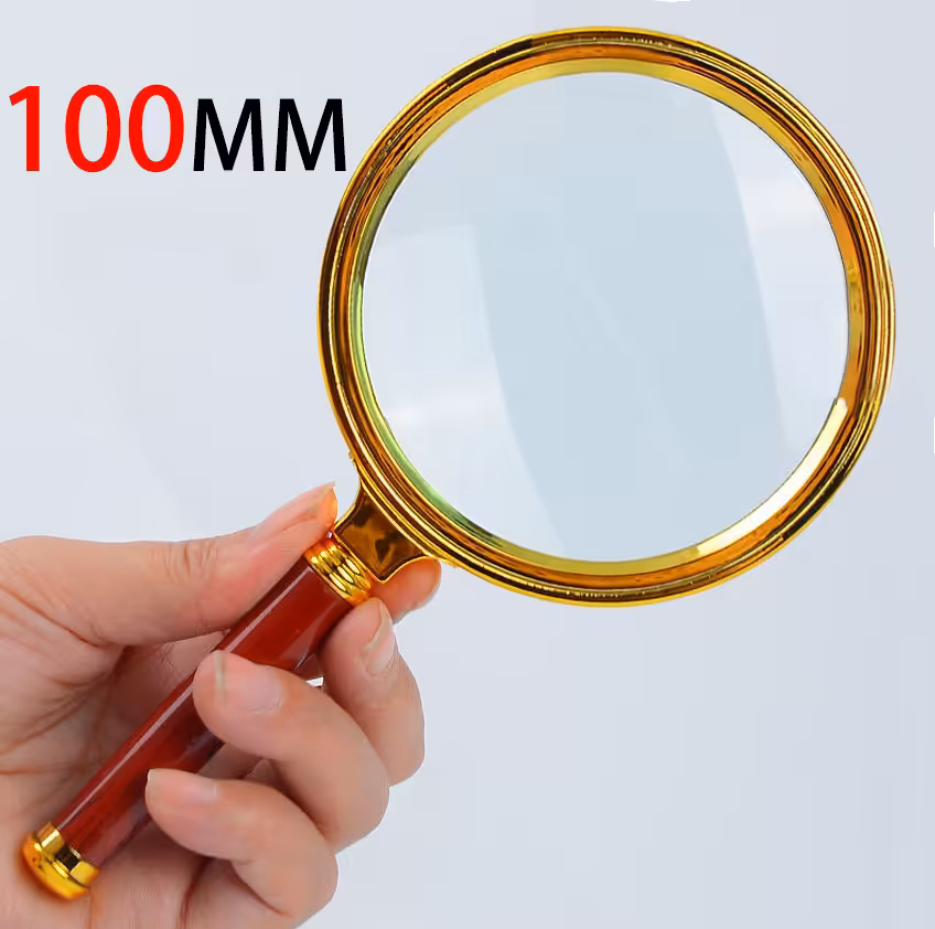 ذره بین بزرگ دور طلایی دسته طرح چوب 100 میل