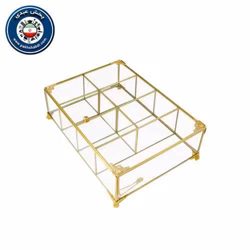 جعبه تی بگ شیشه ای 7 خانه برنجی