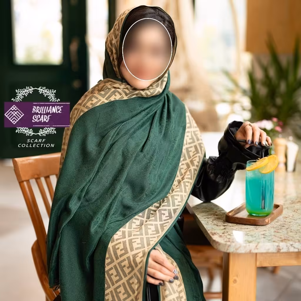 شال مجلسی ژاکارد سبز  عیدانه