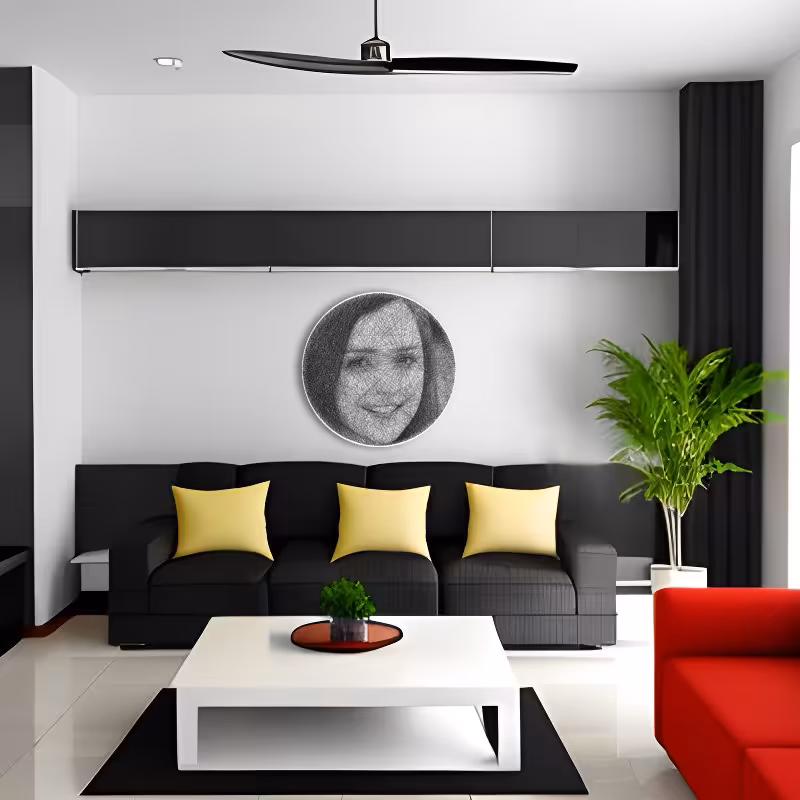 تابلو دستبافت میخ و نخ ترانه علیدوستی - قطر 60 سانتی متر