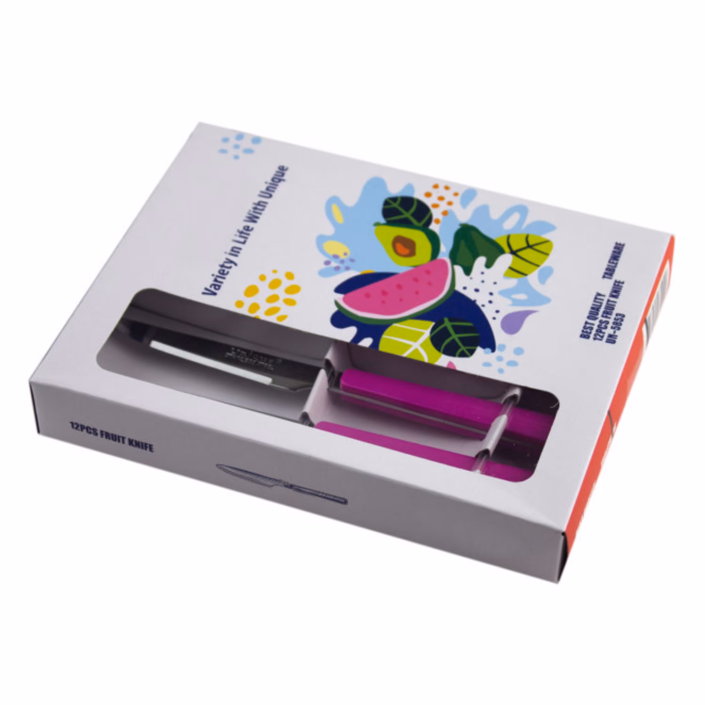 کارد تک یونیک Unique UN-5853 مجموعه 12 عددی رنگ صورتی پر رنگ اورجینال