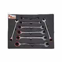 آچار یکسر تخت و یکسر رینگی جغجغه ای سامکو مدل YP-AT-8-19MM مجموعه 8 عددی