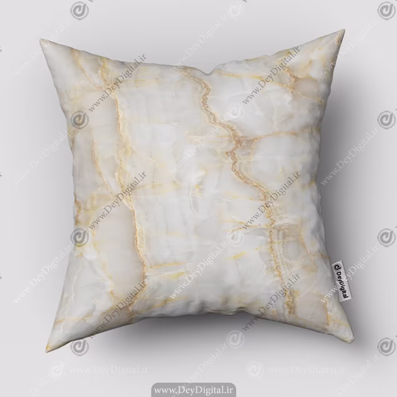 کوسن چاپی طرح سنگ رگه دار طلایی زمینه کرمی PK-5451