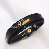 دستبند چرم کیمیا با پلاک نقره با آبکاری طلا 18 عیار و چرم طبیعی