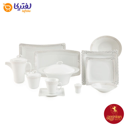 سرویس اسپاتی پلاتینی چینی زرین وینچی 12 نفره 97 پارچه