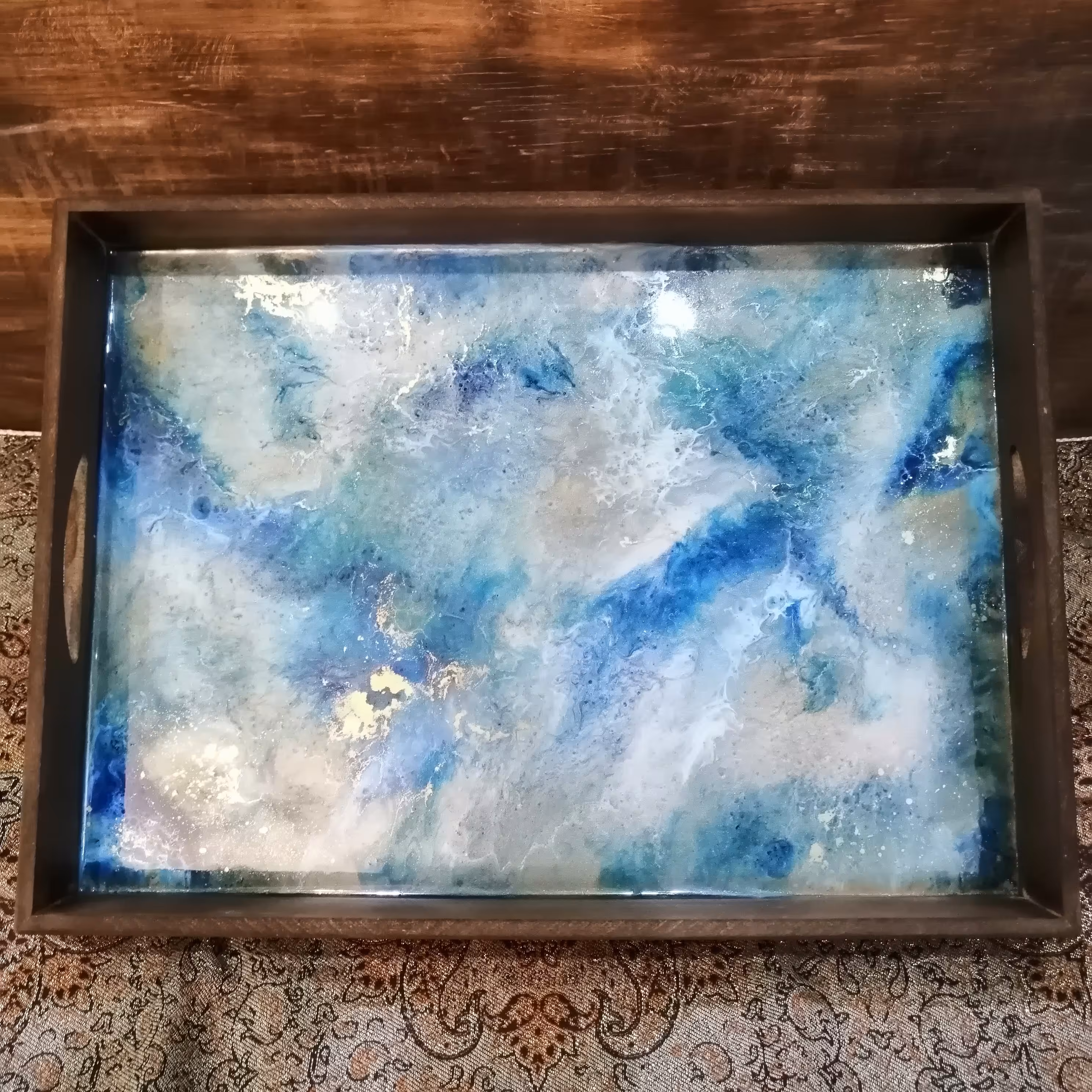 سینی سرو رزین و چوب سایز بزرگ 