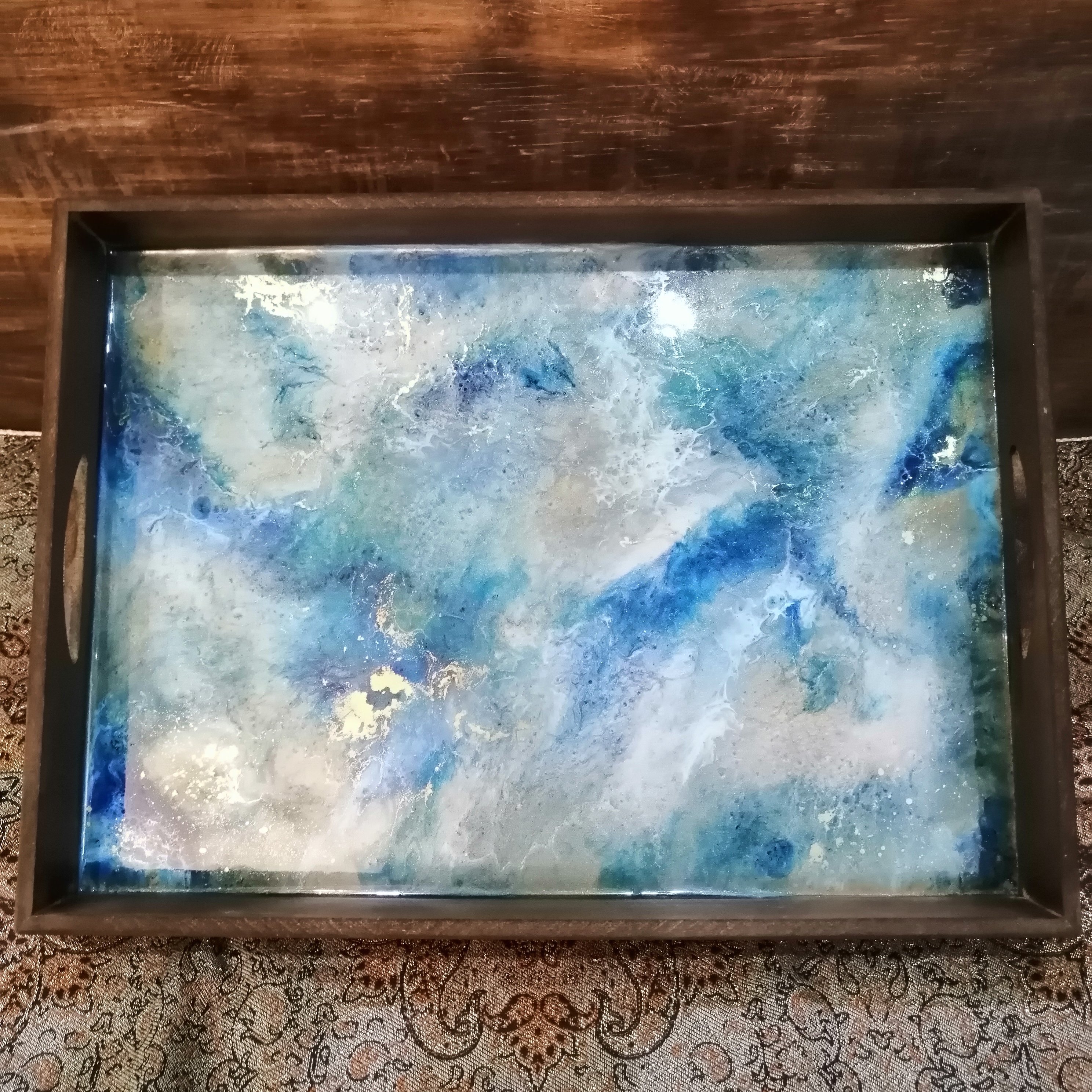 سینی سرو رزین و چوب سایز بزرگ 