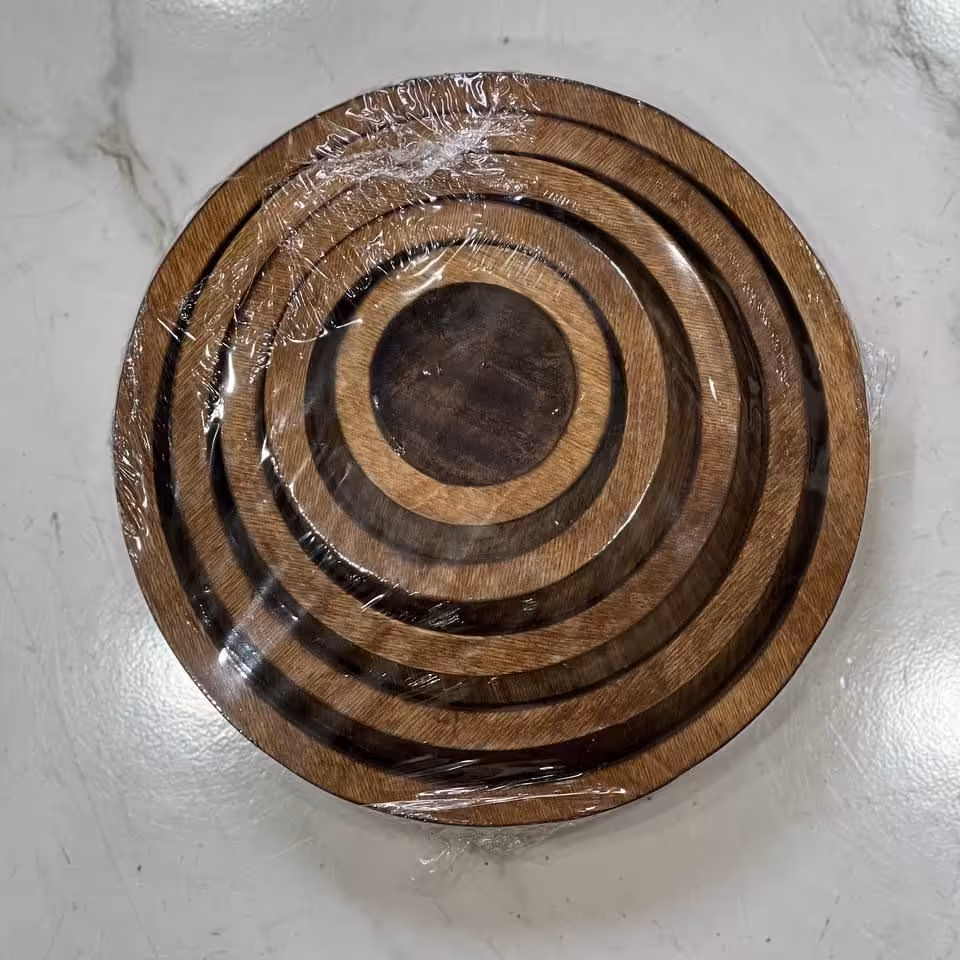 سینی سرو چوبی گرد پنج تکه در پنج سایز متفاوت 