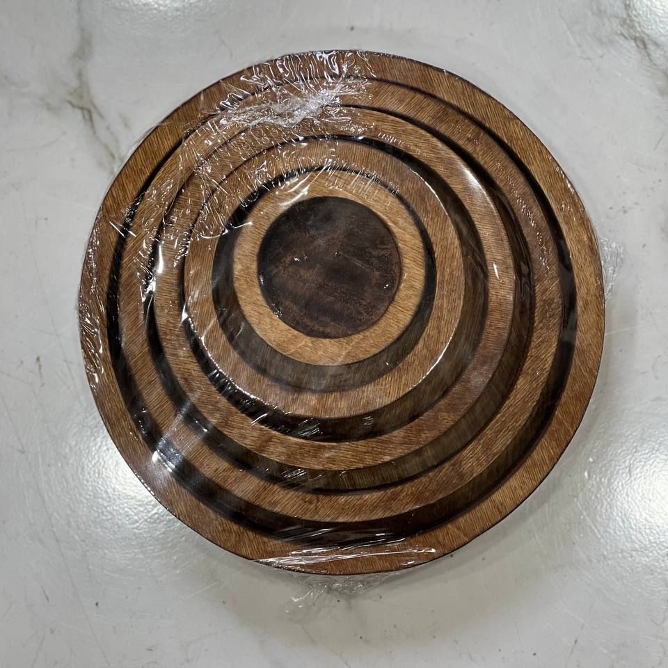 سینی سرو چوبی گرد پنج تکه در پنج سایز متفاوت