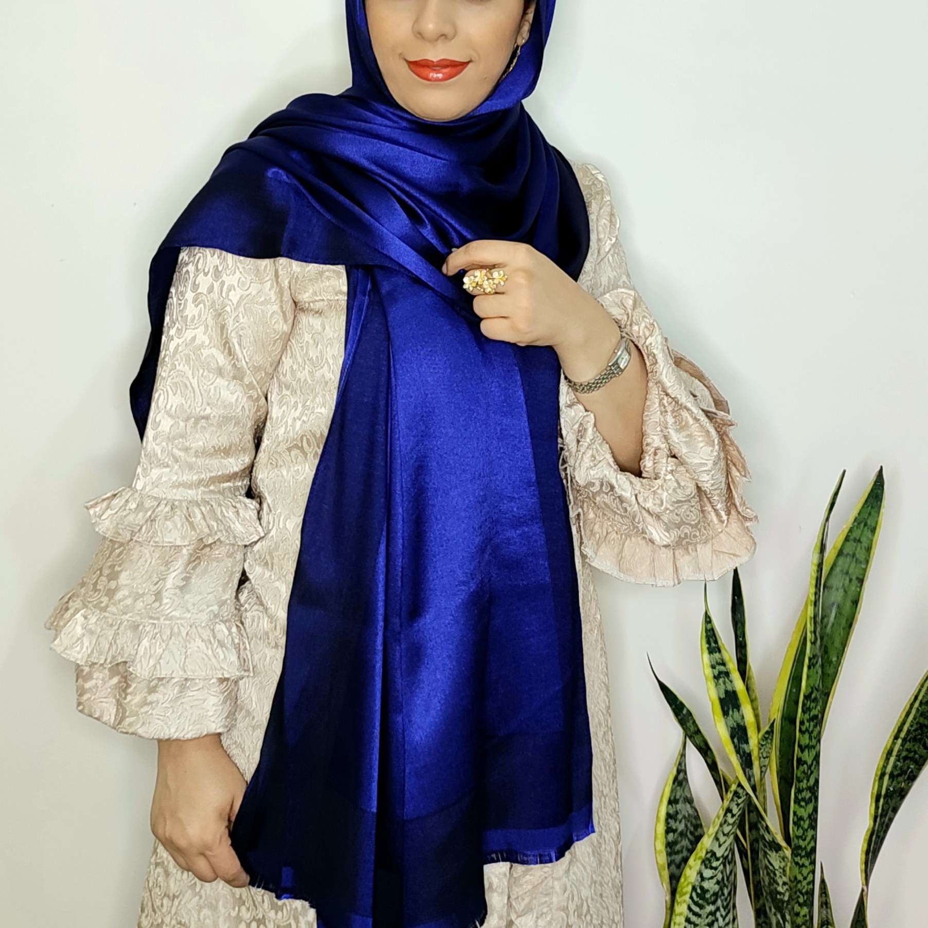 شال نخ ابریشم ژاکارد زنانه قواره 200در80