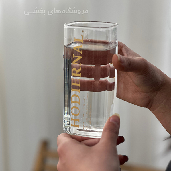 لیوان پیرکس مربع طرحدار سایز بزرگ