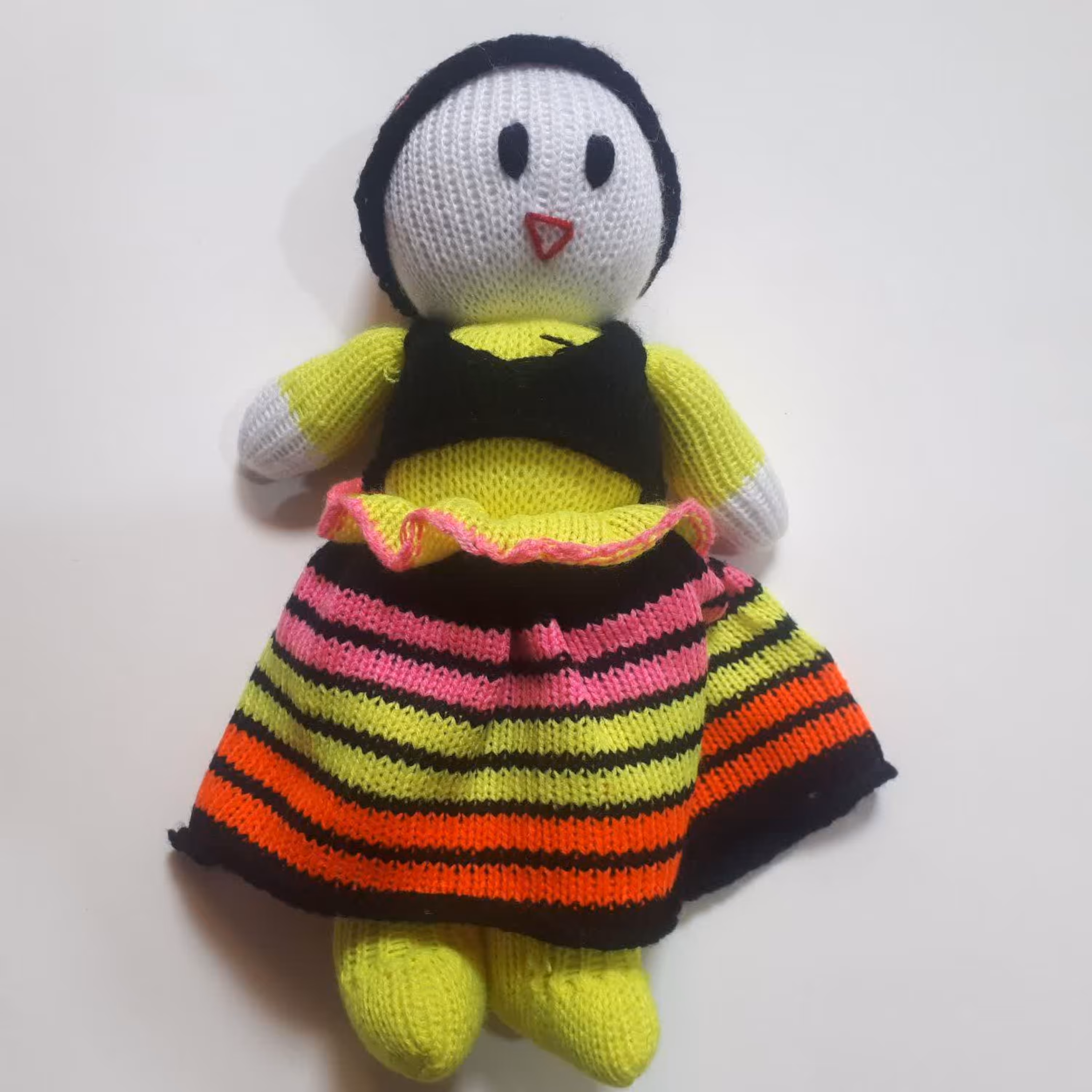 عروسک بافت ماشینی سنتی سایز 30 سانت شیوا رنگ زرد