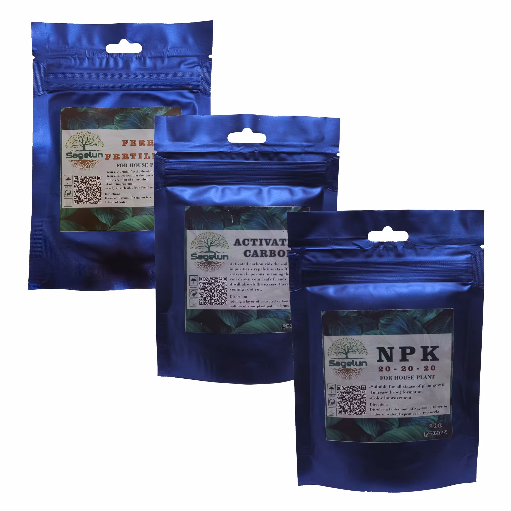 پک کود کامل یکصد گرمی و کود آهن 50 گرمی و مکمل کربن 50 گرمی