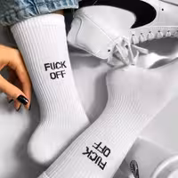 جوراب ساقدار تکست دار سفید نخ پنبه فری سایز