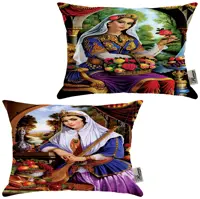 کوسن مبل مخمل طرح سنتی جفتی سایز 33 در 47 مدل R21-327-328 شرکت رنس