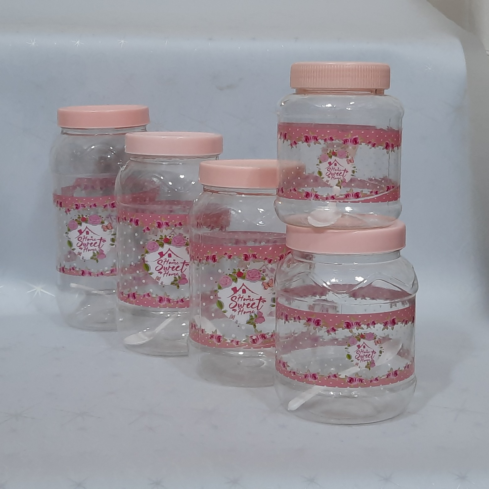 بانکه حبوبات گلدار پلاستیکی جاحبوباتی سایز 5