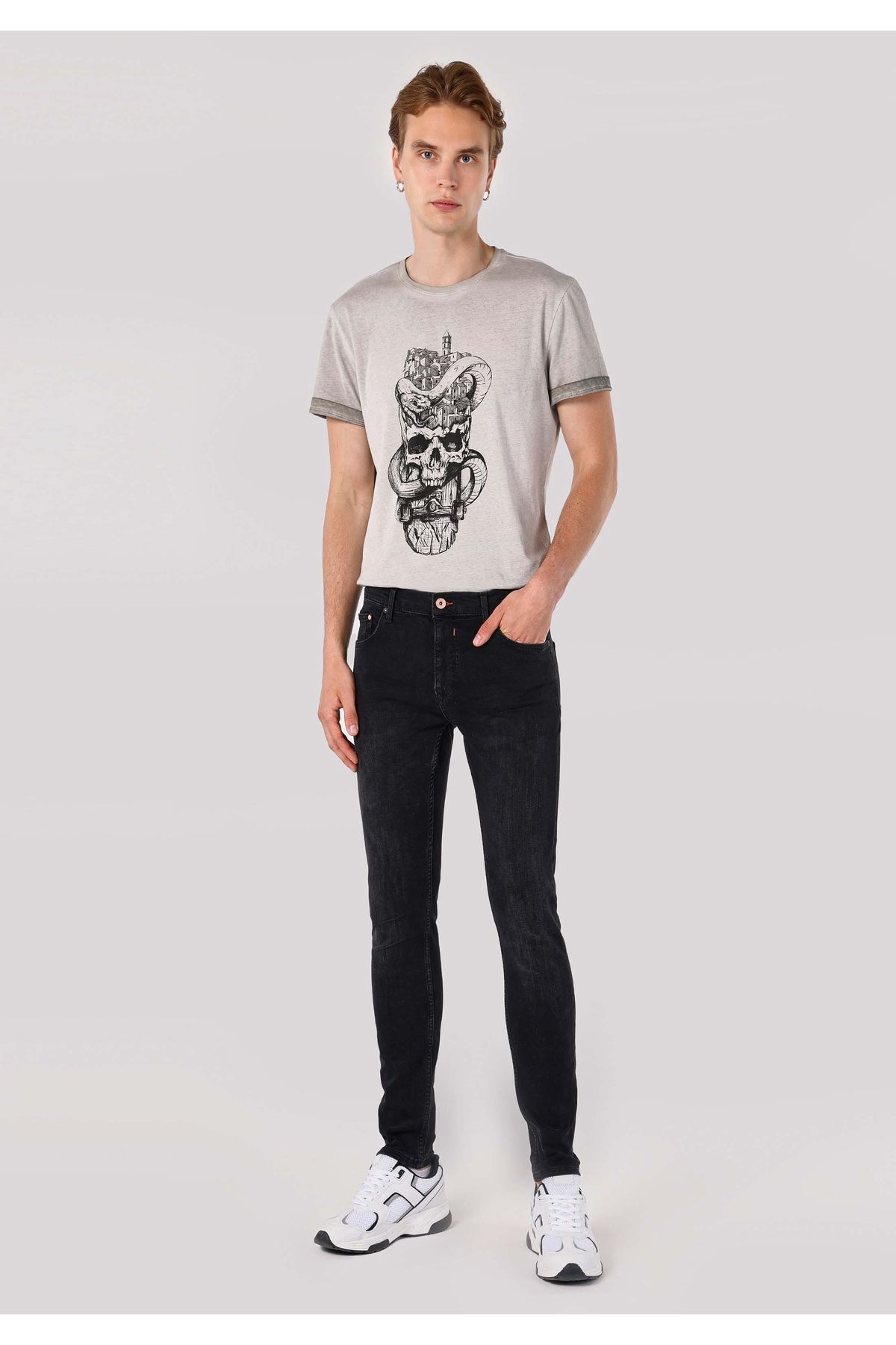 شلوار مشکی مردانه سیاه 040 Alex Super Slim Fit کمر کم پوست Colin’s