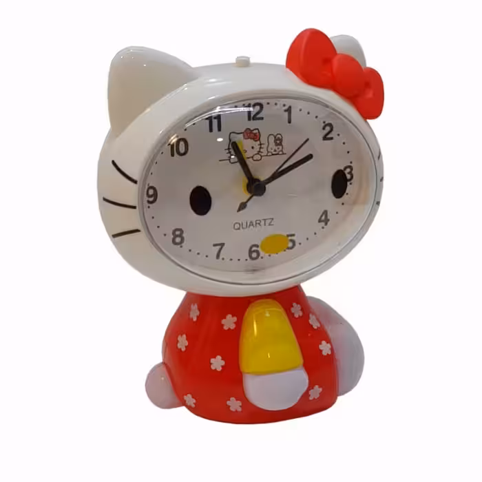 ساعت رومیزی فانتزی زنگ دار طرح کیتی سایز متوسط