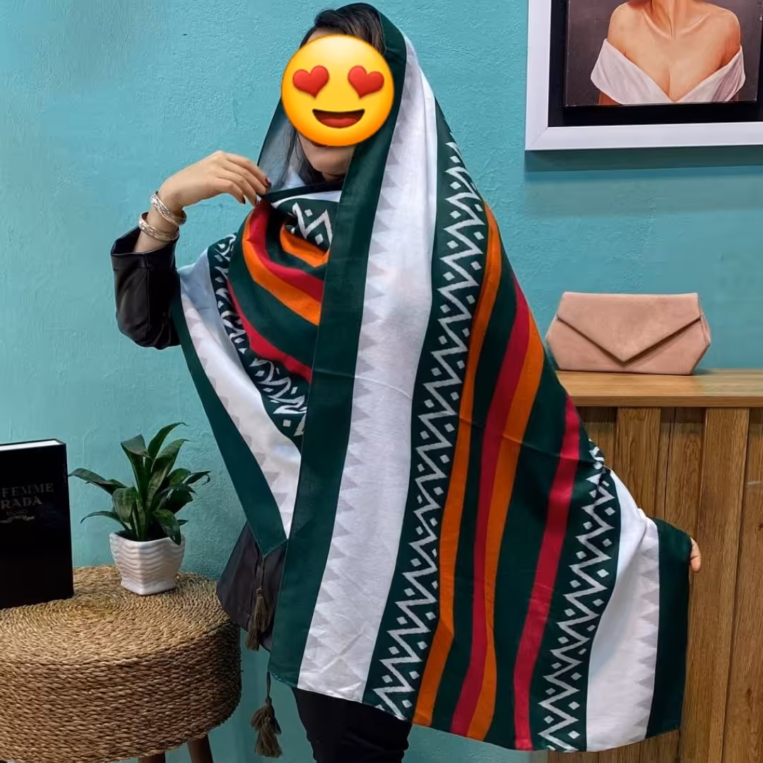 شال موهر منگوله دار دور دوخت 19